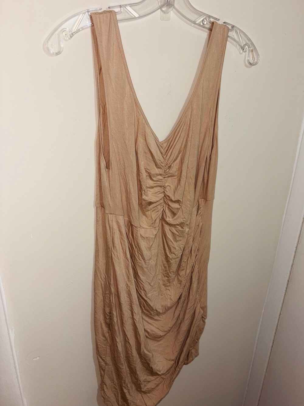 SHEIN Beige Asymmetrical Ruched Tank Dress
